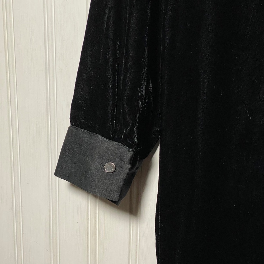 NWT Talbots Whimsigoth Black Crushed Velvet Satin Collar Shift Dress Velour - M - Picture 6 of 10